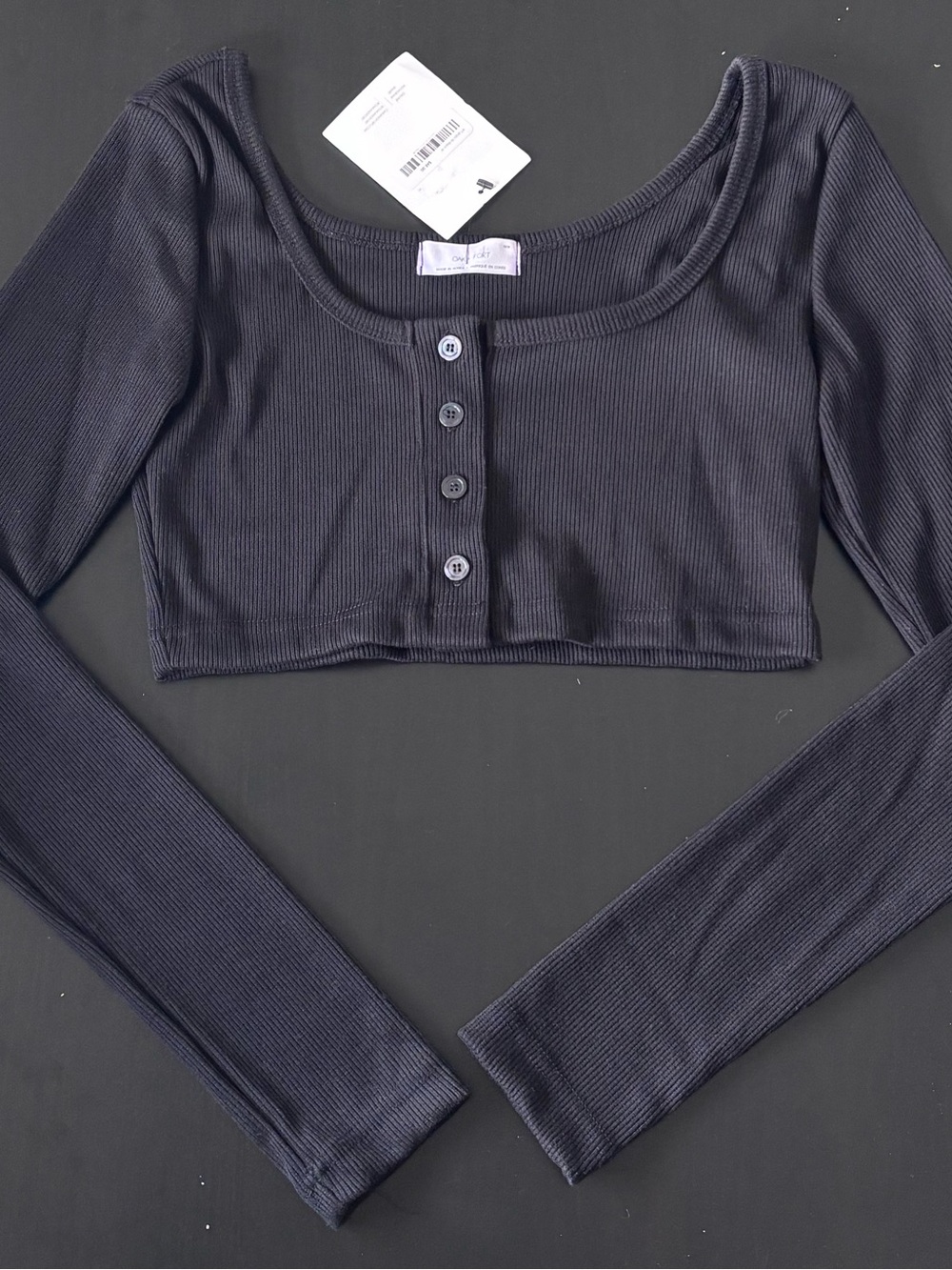 OAK + FORT Black Buttoned Longsleeve Top